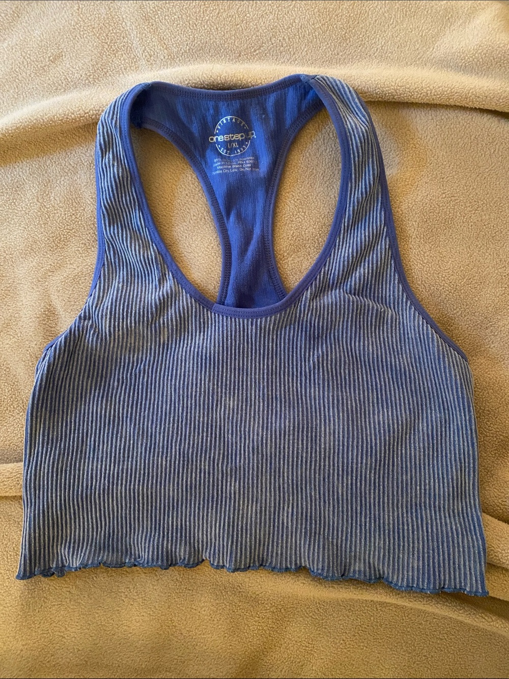 Blue Ribbed Racerback sports bra